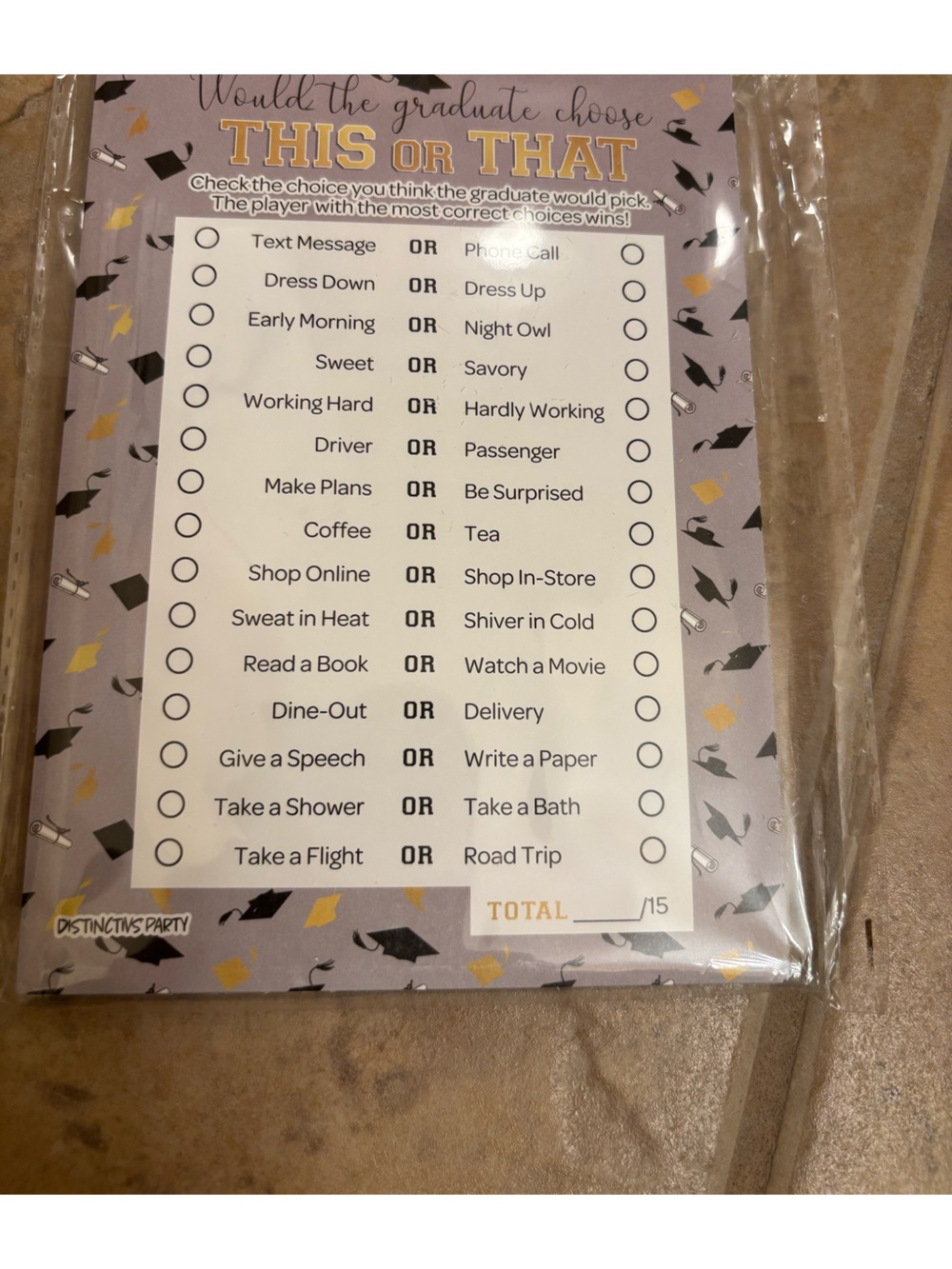 New Graduation Game This Or That 25 Count
